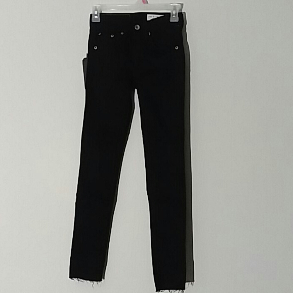 Rag & Bone Ankle Skinny Jeans 23 USA Black Raw Hem nwt
